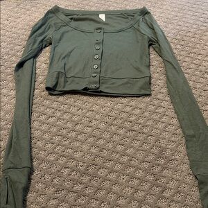Old Navy Green Long Sleeve Crop Top